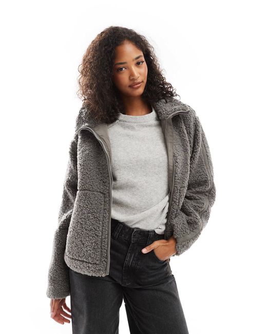 Threadbare Gray Borg Zip Through Jacket