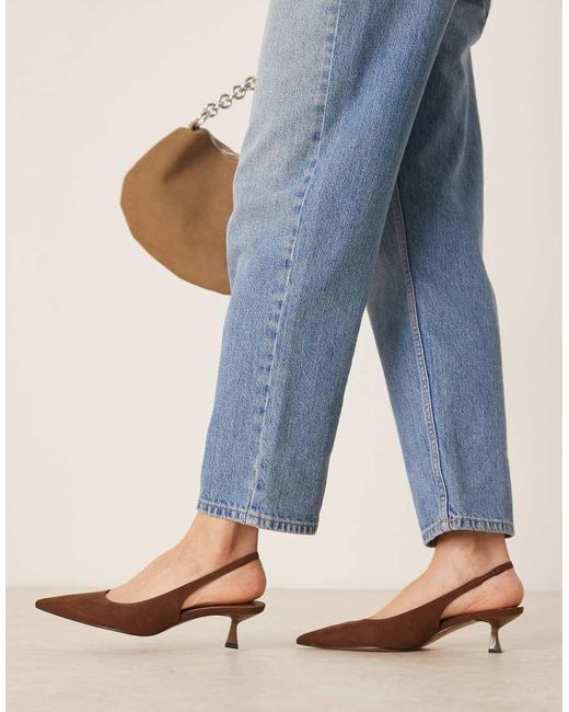 ASOS Blue Stroll Slingback Mid Heeled Shoes
