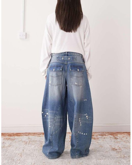 Collusion Blue X006 Xl Balloon Low Rise Jeans
