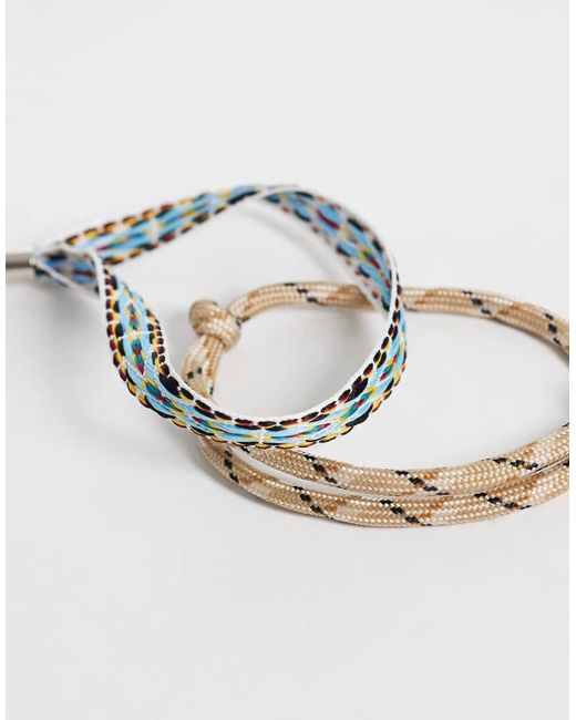 ASOS White 4 Pack Mixed Media Woven Strap And Beaded Bracelet for men