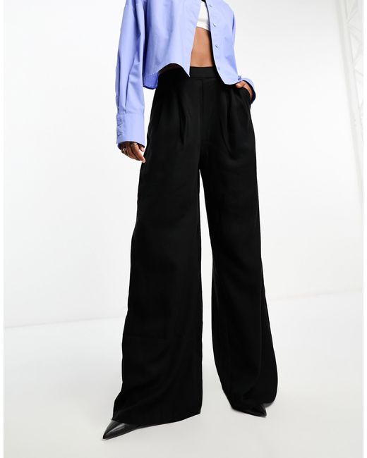 ASOS Blue Asos Design Tall Clean Front Wide Leg Trousers