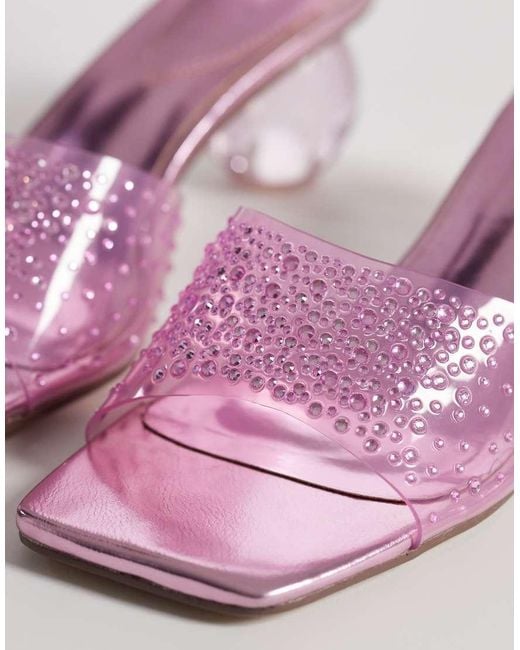 Kaiia Pink Exclusive 00s Clear Diamante Sphere Heeled Sandals