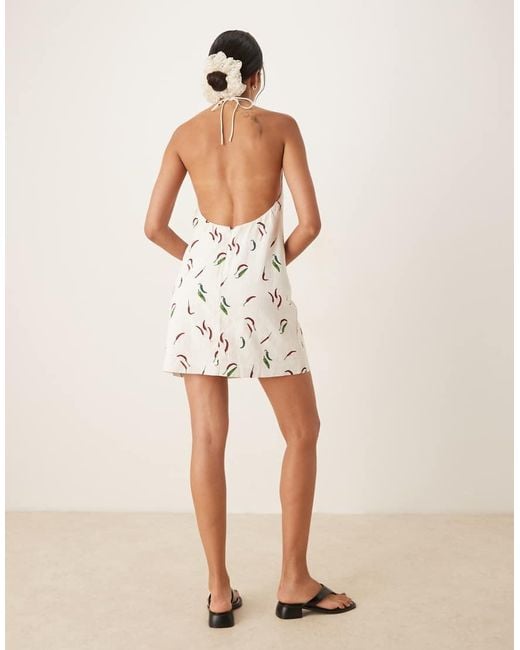 Abercrombie & Fitch Mini Jurk Van Linnen Met Open Achterkant En Halternek in het White