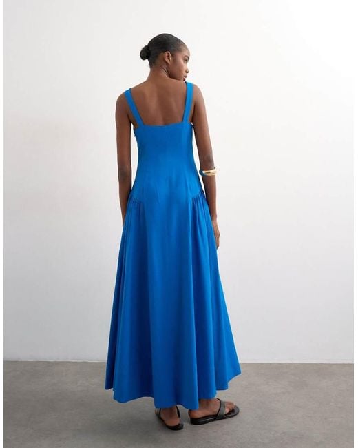 TOPSHOP Blue Dropped Waist Maxi Sundress