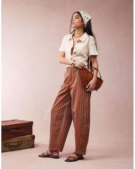 ASOS Pink Laundered Barrel Leg Trousers