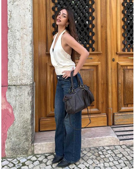 Bershka Blue Crossover Halter Top