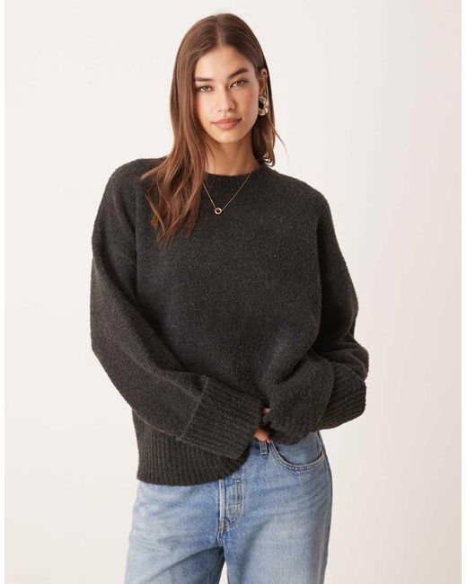 Pretty Lavish Black Camille Oversized Teddy Sweater
