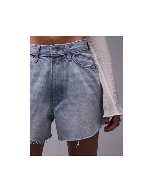 TOPSHOP Gray – mom-shorts mit a-linien-schnitt aus denim