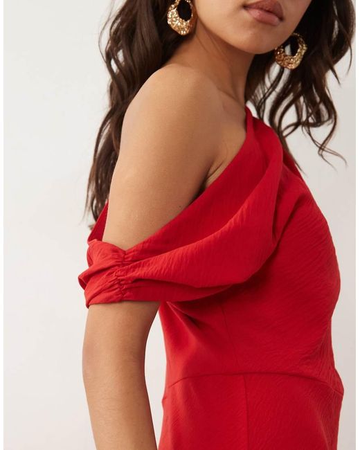 ASOS Red Off Shoulder Maxi Dress