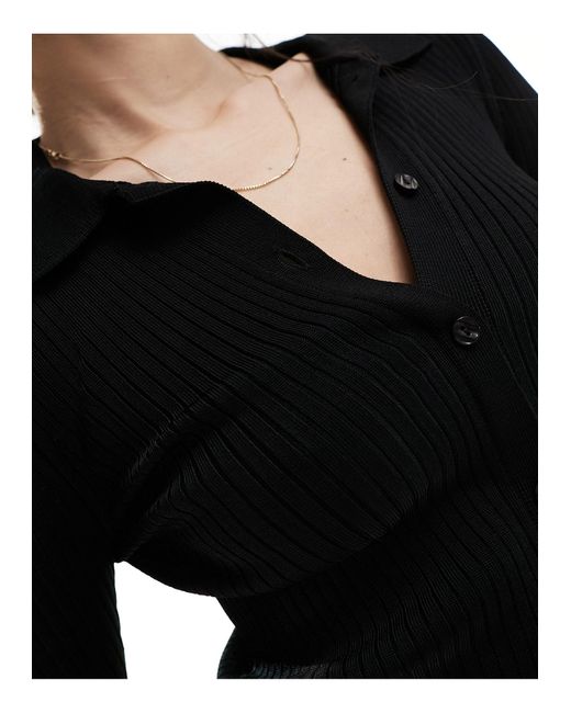 Abercrombie & Fitch Black Slim Cardigan With Polo Collar