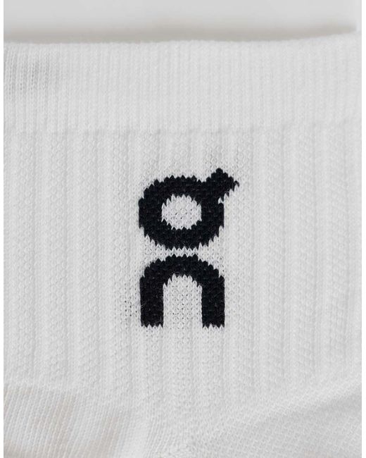 On Shoes White 3 Pack Logo Mid Socks