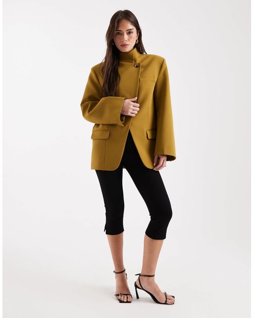 ASOS Natural Wrap Front Oversized Blazer