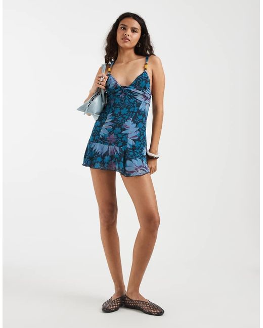 Free People Blue Heat Of The Moment Floral Mini Dress