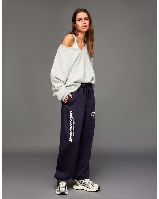 Bershka Gray Printed Plush Joggers