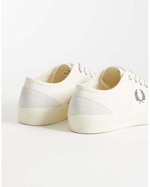 Fred Perry White Hughes Canvas And Suede Sneakers