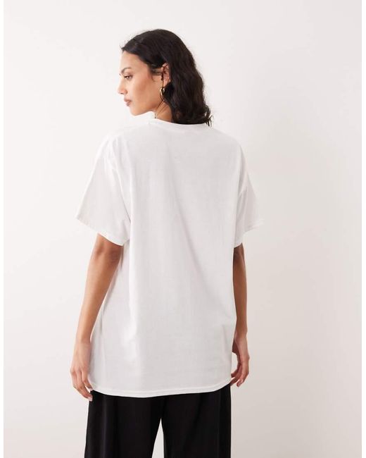 Miss Selfridge White Oversized T-shirt With Crochet Beach Print