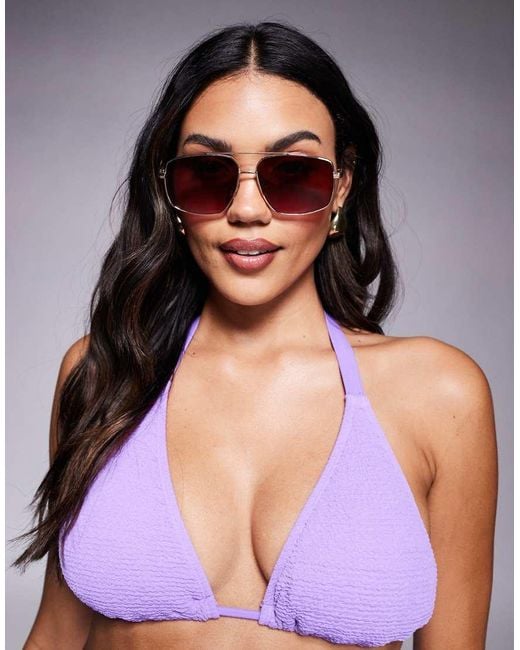 ALDO Red Baeberiel Metal Square Sunglasses With Gradient Lens