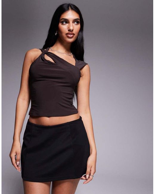 ASOS Micro Skort Van Jersey Keperstof in het Black