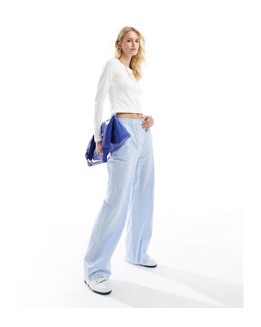 ASOS Blue Asos Design Tall Pull On Pants With Tab Waistband