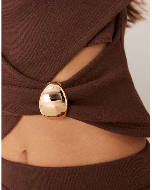 ASOS Brown Supersoft Off Shoulder Top With Hardware Detail Co-ord