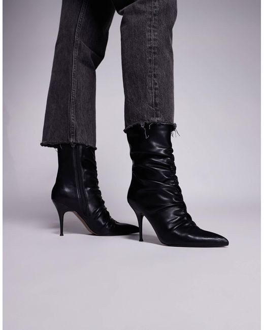 Erin - bottines froncées à talon haut ASOS en coloris Black