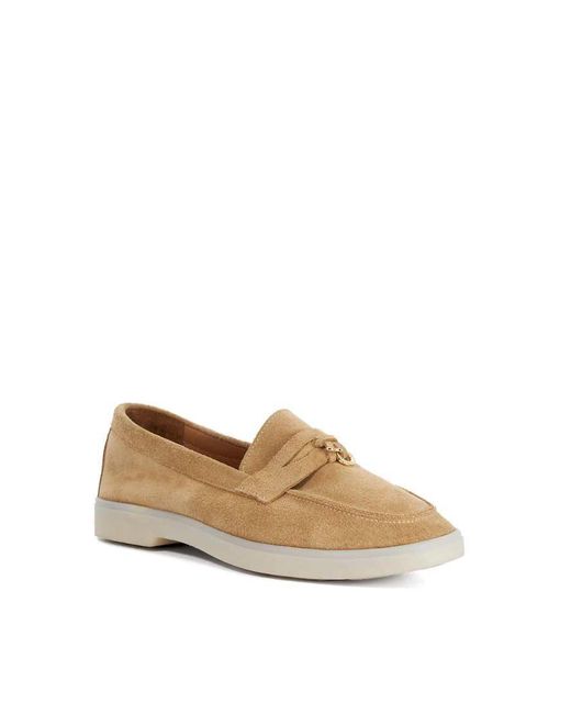 Dune Natural Wide Fit Grinning Unlined Suede Loafers