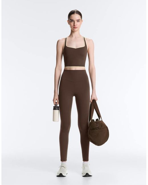 Oysho Brown Comfortlux High-rise Ankle-length leggings