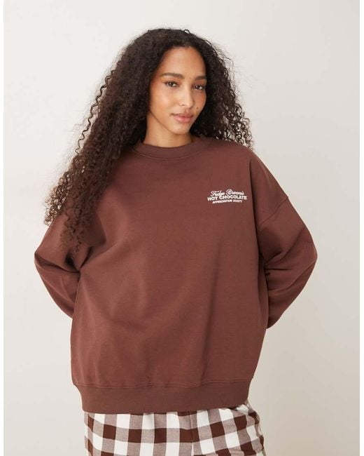 ASOS Brown Wide Leg Trouser And Sweater Set