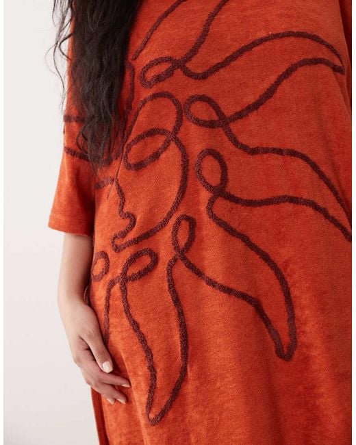 ASOS Red Asos Design Curve Sonny Beach Towelling Mini Sundress With Sun Embroidery