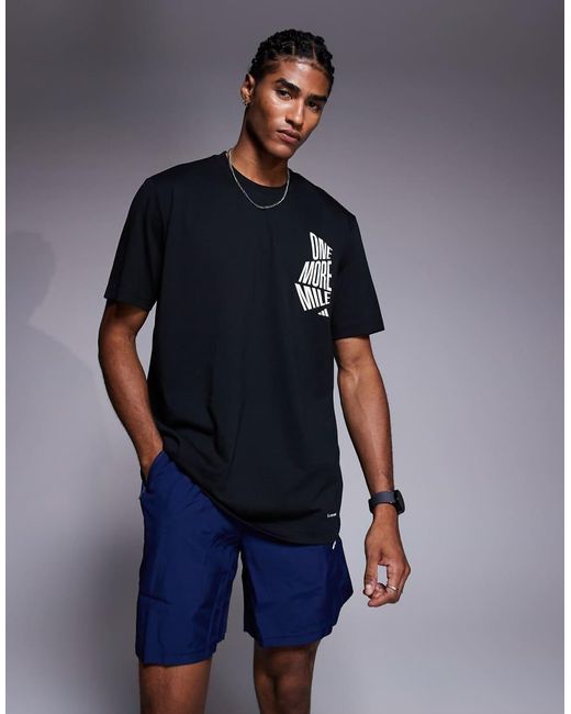 Adidas Originals Blue Adidas Running T-shirt With One More Mile Graphic for men