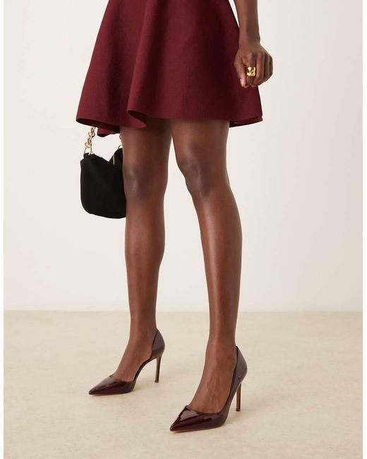 Scarpe A Punta Ciliegia Con Tacco A Spillo di Mango in Brown