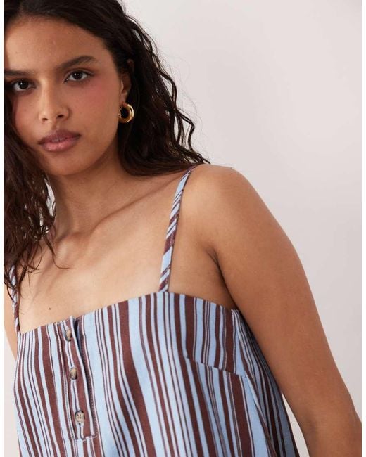 ASOS Purple Denim Cami Mini Dress With Button Detail