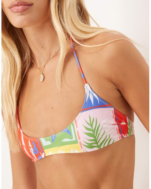 ASOS Multicolor – trinny – bikinioberteil mit paradiso-muster und u-ausschnitt