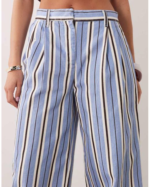 Mango Blue 100% Cotton Baggy Trouser