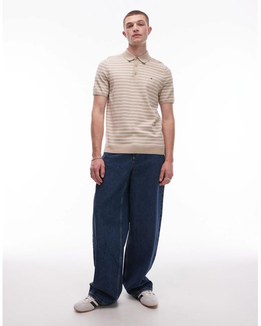 Tommy Hilfiger Natural Knitted Polo Shirt for men