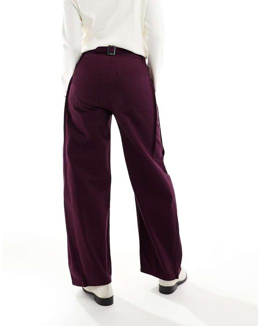 ASOS Red Horseshoe Trousers With Tab Waist Detail