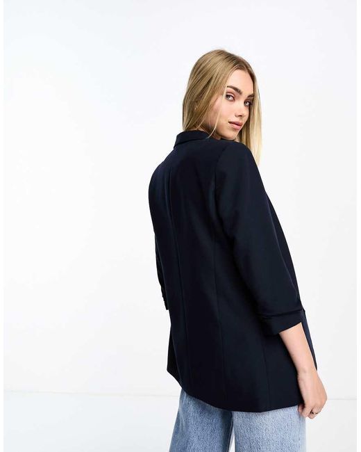 Pieces Blue Ruched Sleeve Blazer