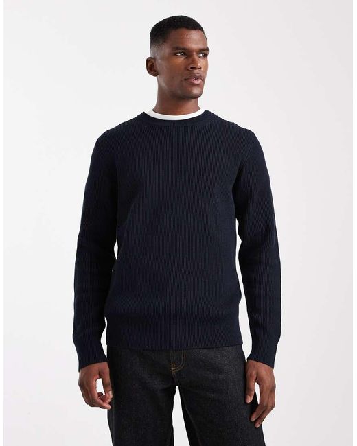 Jack & Jones Blue Ribbed Jumper for men