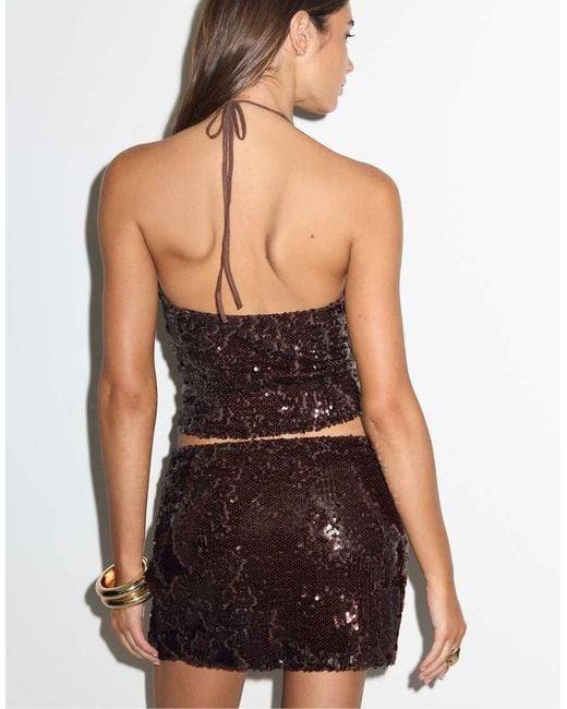 Stradivarius Black Sequin Mini Skirt