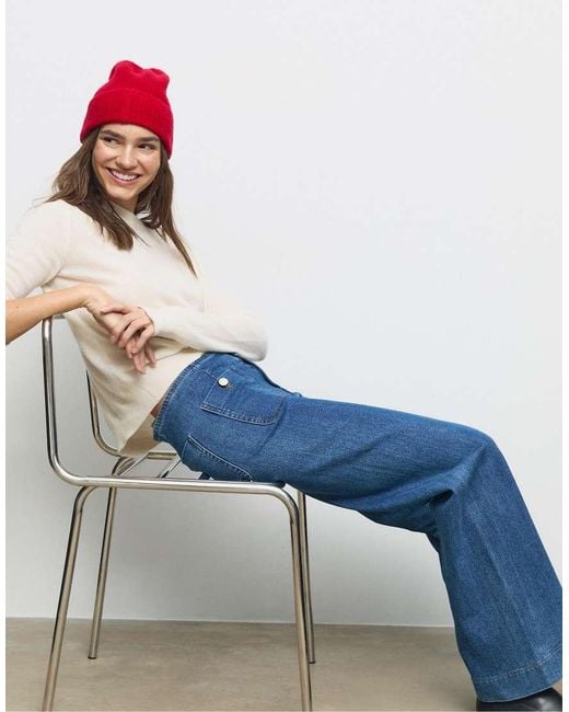 Stradivarius Blue D77 Minimalist Jeans With Pockets