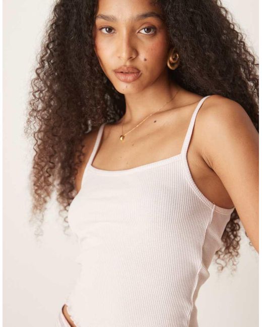 ASOS Pink Waffle Lettuce Edge Cami Vest