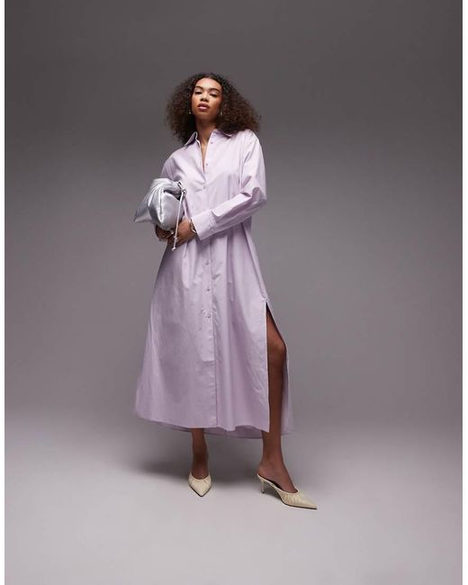 ARKET Purple Maxi Shirt Dress With Side Splits