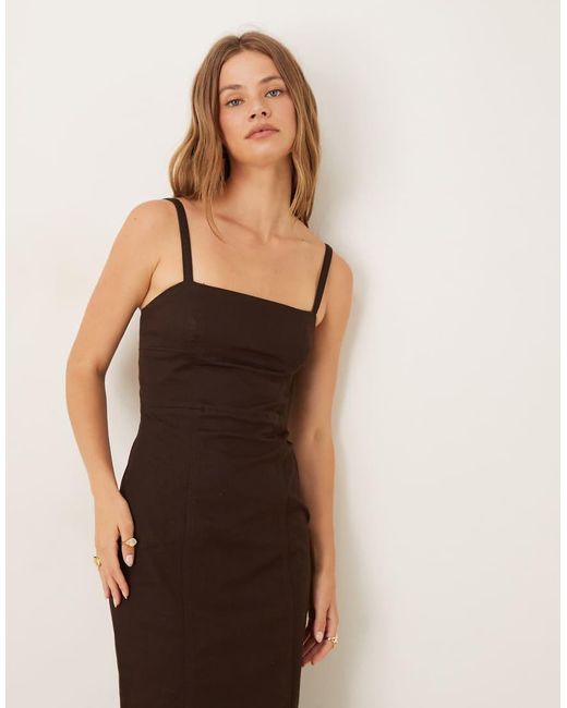 ASOS Natural Denim Midaxi Dress