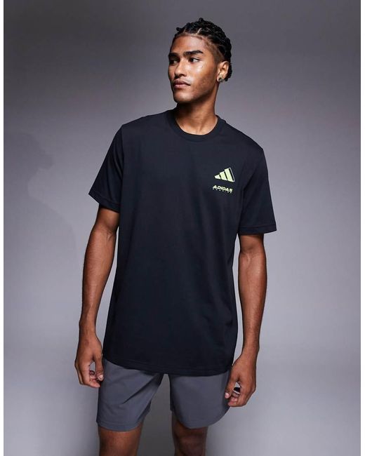 Adidas Originals Blue Adidas Running T-Shirt With Retro Back Print for men