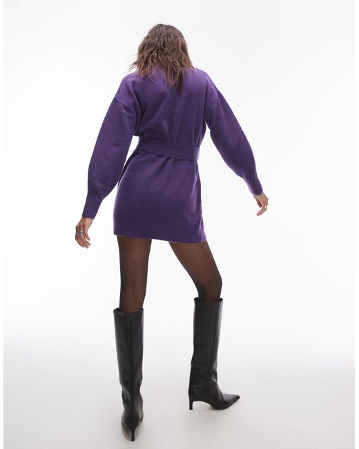 Robe courte en maille avec ceinture & Other Stories en coloris Purple