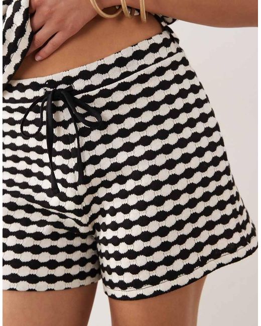 ASOS Natural Crochet Jersey Short Co-ord
