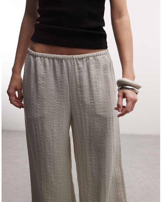 Weekday Natural Pull On Wide Leg Crinkle Trousers