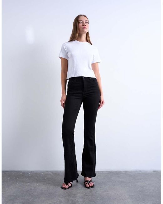 TOPSHOP Black Jamie Flare High Rise Jean