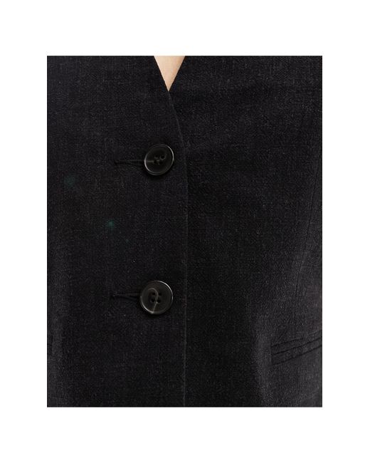 ASOS Black Waistcoat With Linen