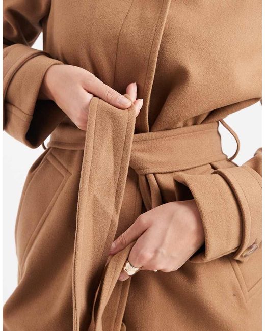 New Look Blue Button Front Belted Coat